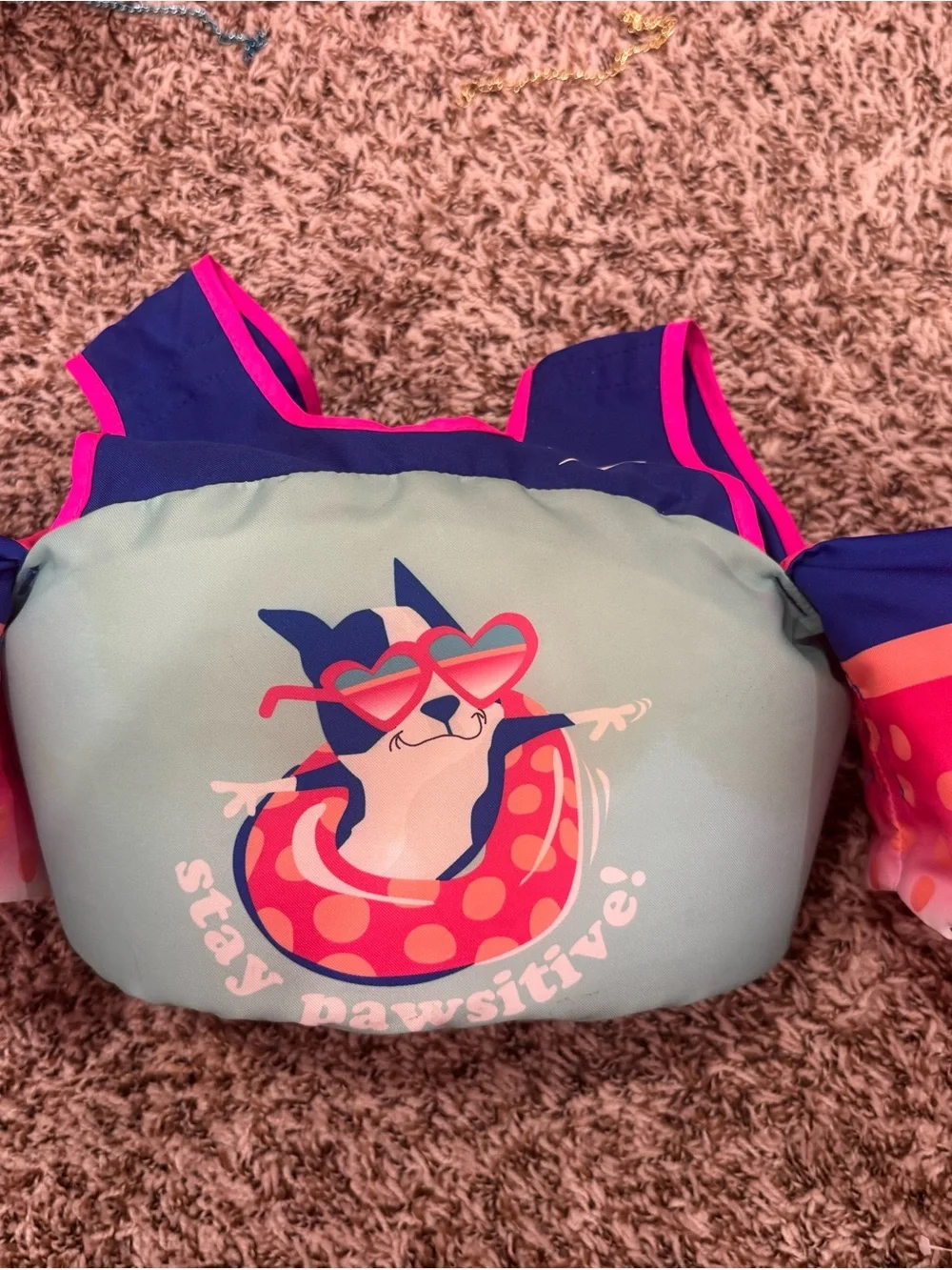 Kids Blue and Pink Float Vest - Stay Pawsitive Design